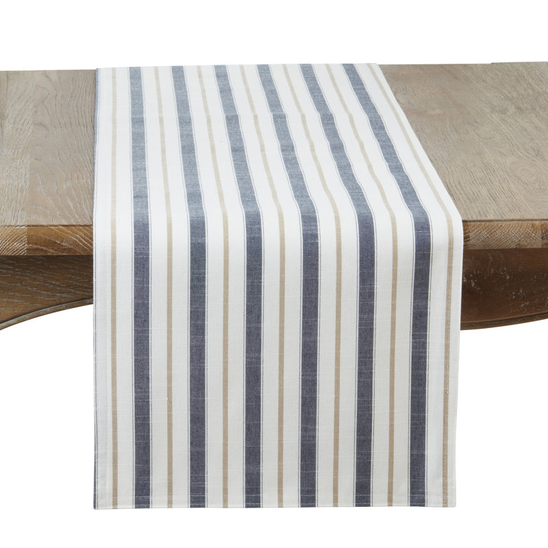 Modern Striped Table Runner, 108" L x 16" W, Blue