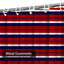 Rideau de douche rayé rouge, bleu, blanc, bleu marine avec 12 crochets-745591314