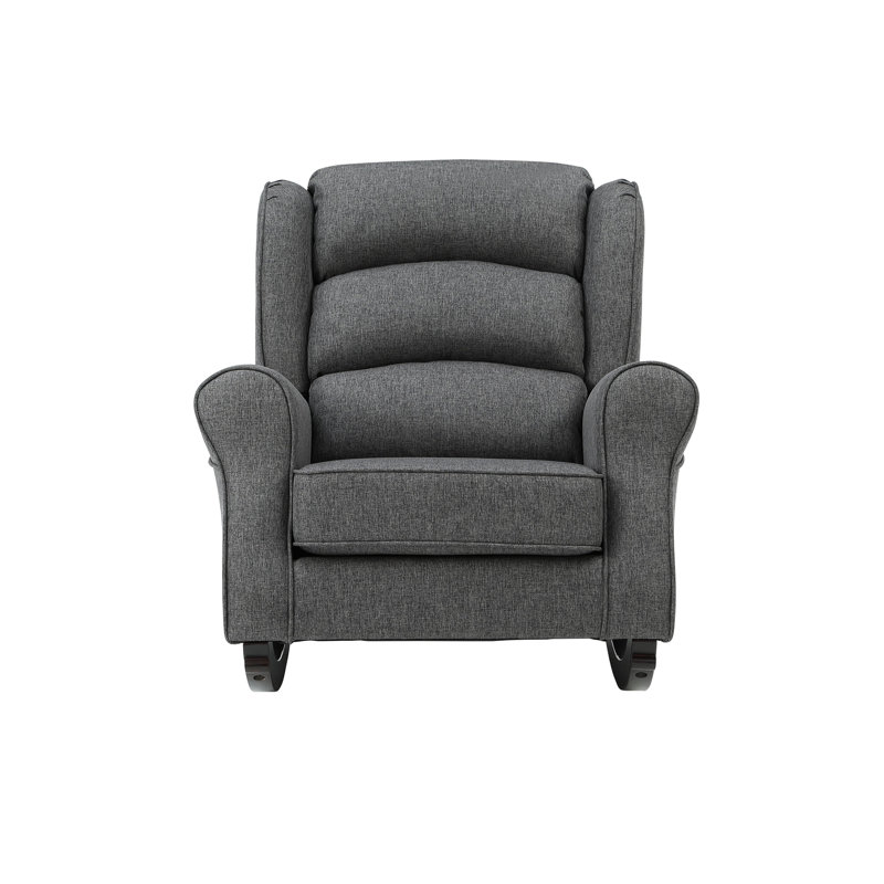 Chaise berçante grise avec accoudoirs évasés