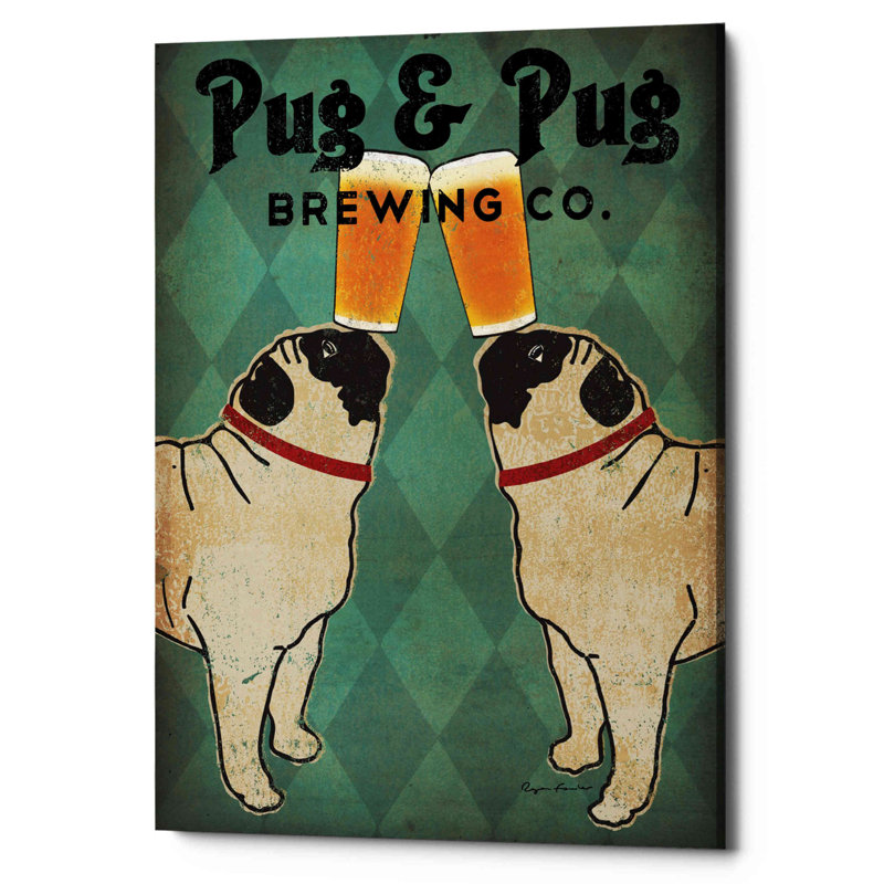 «Pug Brewing» par Ryan Fowler - impression sur toile tendue, H 54 po x l 40 po x P 1,5 po