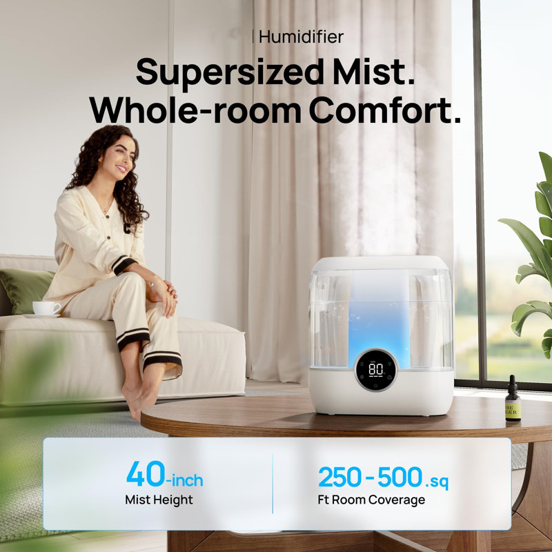 White Ultrasonic Cool Mist Humidifier with Digital Display