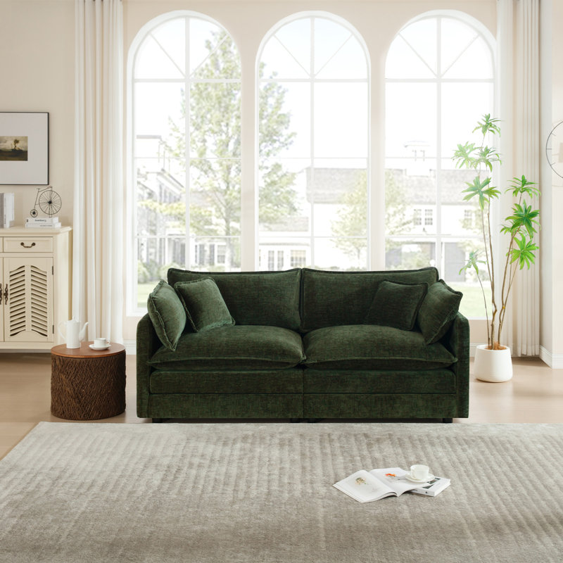 Sofa, Loveseat Sofa,  Chenille Fabric, For Living Room Set, 2, Green