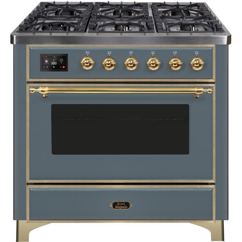 Majestic II Series 36" 3.5 cu ft. Freestanding Dual Fuel Range, White/Brass, Natural Gas