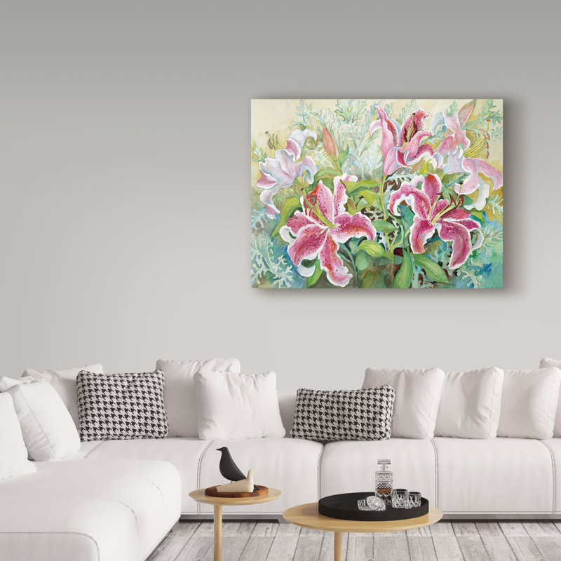 Pink and White Floral Canvas Art in Landscape Frame