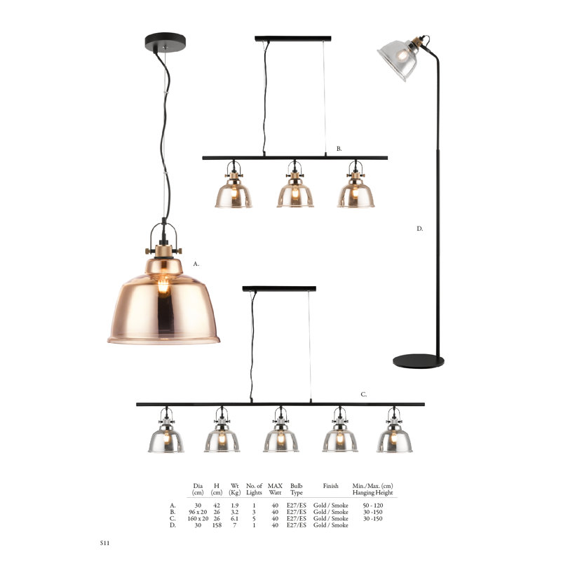 Craigsville 158cm Black Task Floor Lamp, Bronze