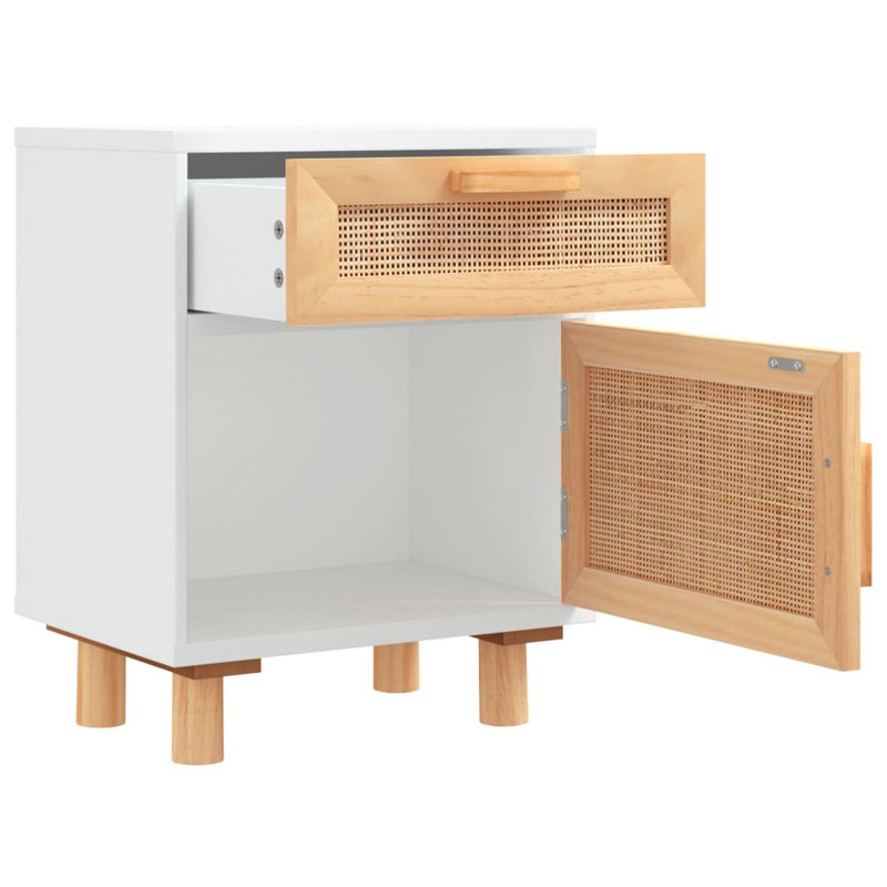 Blethyn 40 cm W Bedside Table, White, Right, Individual