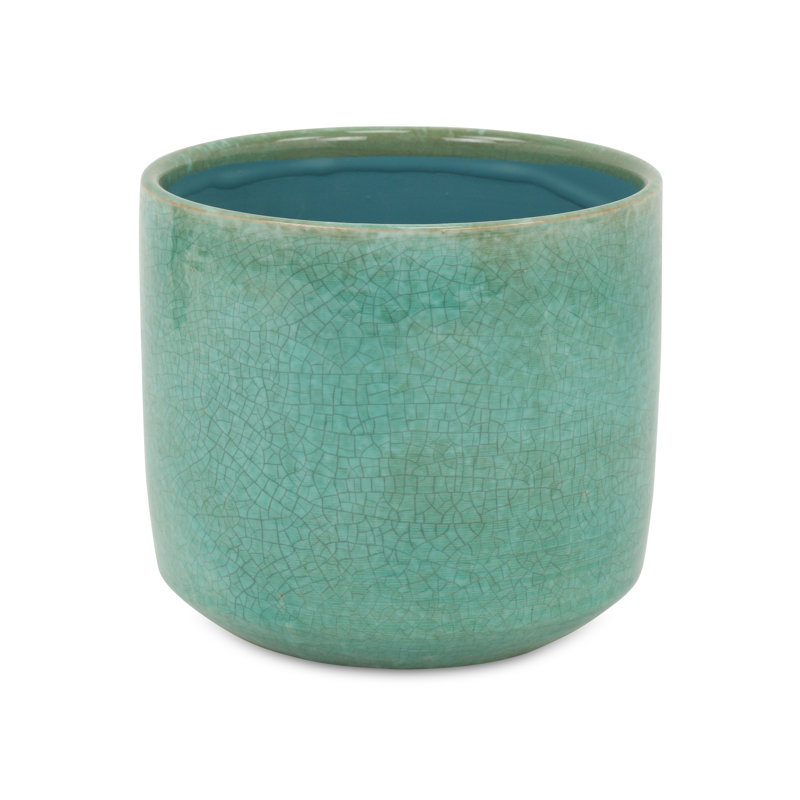 Sia Handmade Ceramic Pot Planter, Green, 5.75" H x 6.75" W x 6.75" D