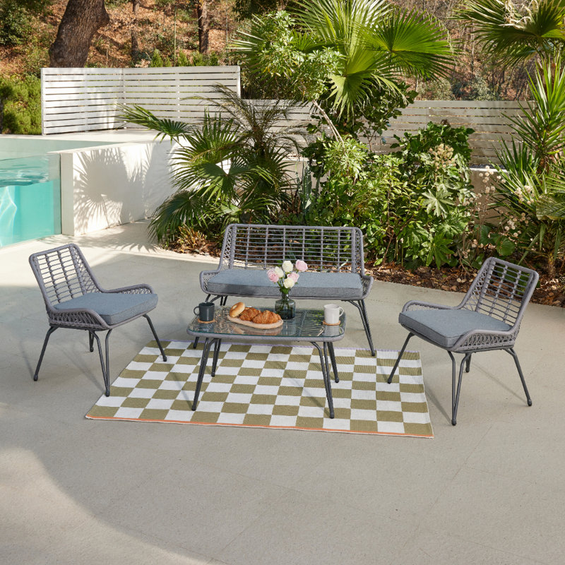 Rafe 4 - Person Garden Lounge Set with Cushions, Grey