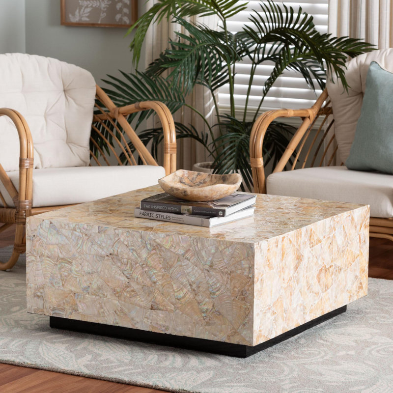 Fraley Capiz Shell Coffee Table with Plinth Base