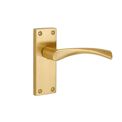 Golden Grace 1 Pair Victorian Design Astrid Door Handle Internal Pack Antique Brass Finish - Bathroom and Lock Set with Hinges - 120mm x 40mm