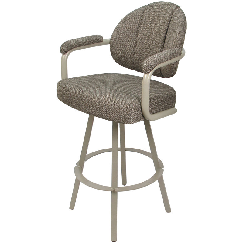 Tabouret de bar pivotant en métal Leandra, Mélange de polyester cacao / cadre beige