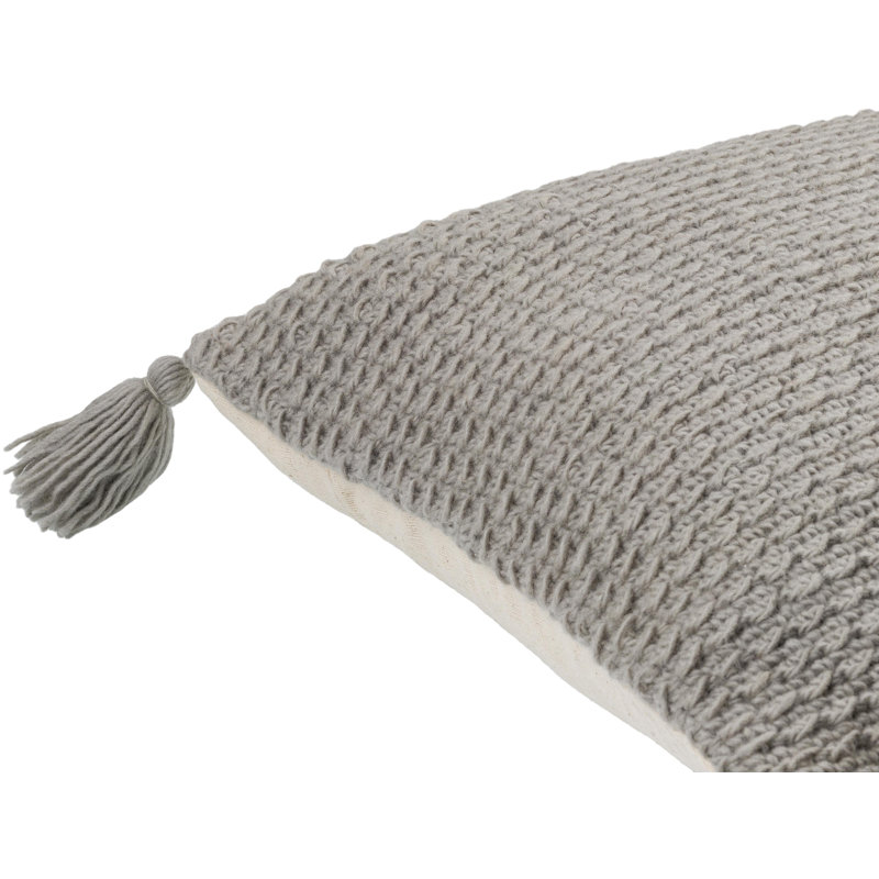 Makrome Wool Blend Reversible Throw Pillow, 18"H x 18"W, Down Blend, Green