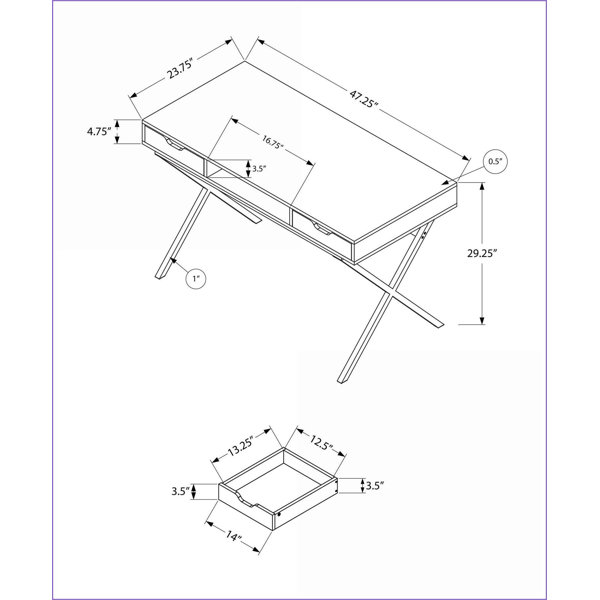 Latitude Run® Desks, 47'' L Home Office Computer Desk with Storage ...