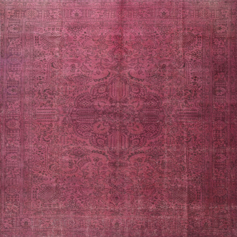 Tapis traditionnel rouge / mauve Guccione, Carré 7 pi