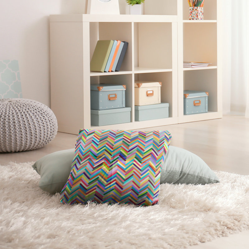 Coussin de plancher chevrons, 26 po x 26 po, Arc-en-ciel