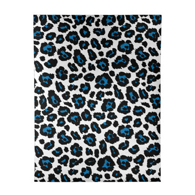Blanc imprimé animal/noir/Tapis décoratif bleu