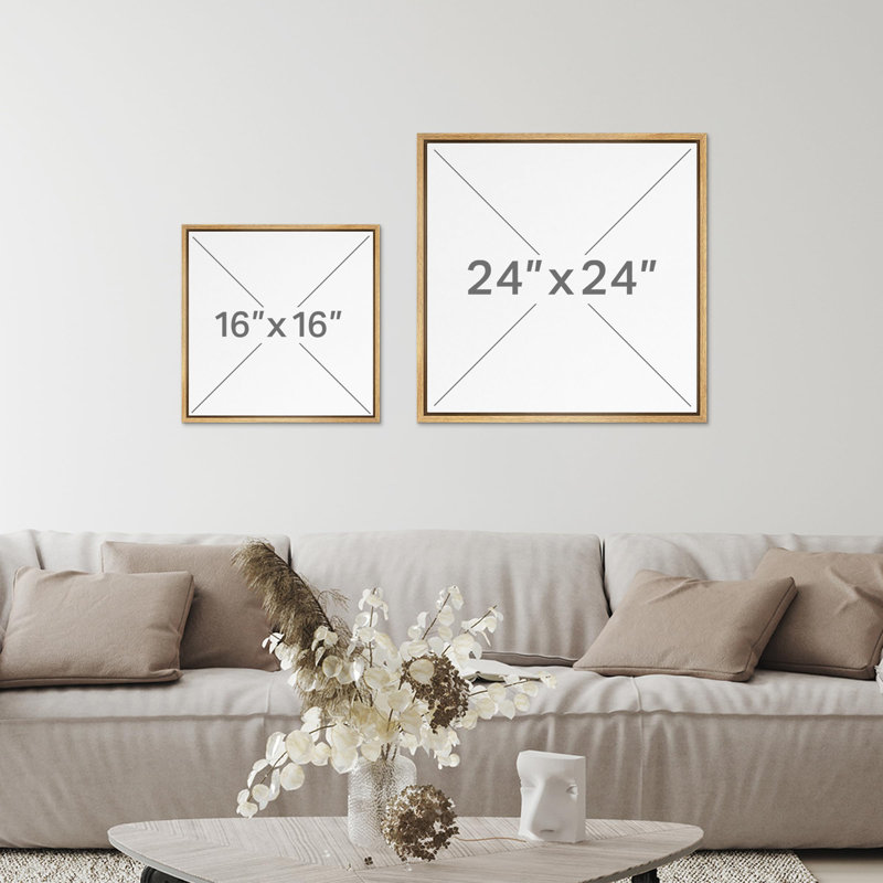 Geometric Abstract Line Minimalist - Framed Canvas Master Bedroom Wall Art Work 2 Pieces Print, Green, 24" H x 24" W x 1.5" D