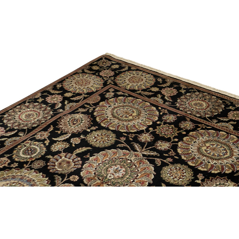 Wool Oriental Area Rug in Black/Beige