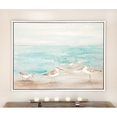Reproduction encadrée sur toile en vert / gris