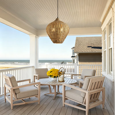 Boho Rattan Pendant Light, Hand Woven Seagrass Chandelier, Bohemian Coastal Wicker Ceiling Hanging Light for Kitchen Island Dining Room Farmhouse