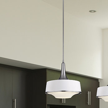 Holloway 1-Light Mini Pendant, 50.8 cm H x 47.9 cm W, Brushed Steel/Textured White