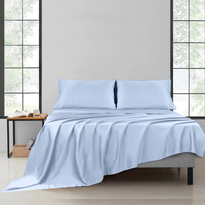 Ensemble de draps 100% satin de coton 200 fils respirant et rafraîchissant