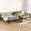 Lit superposé double au-dessus de grand lit double, de construction noire, peut accueillir plusieurs personnes en structure de fer, pour un sommeil sécuritaire-1336661100