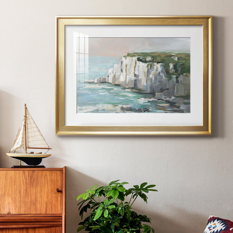 «White Sea Cliff II», reproduction encadrée de qualité supérieure - prête à être accrochée, H 26,5 po x l 36,5 po x P 1 po