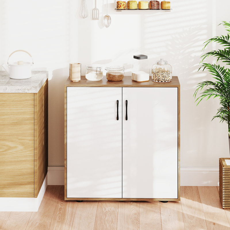 Armoire de rangement à 2 portes Coffee Bar avec tablette réglable à 5 positions
