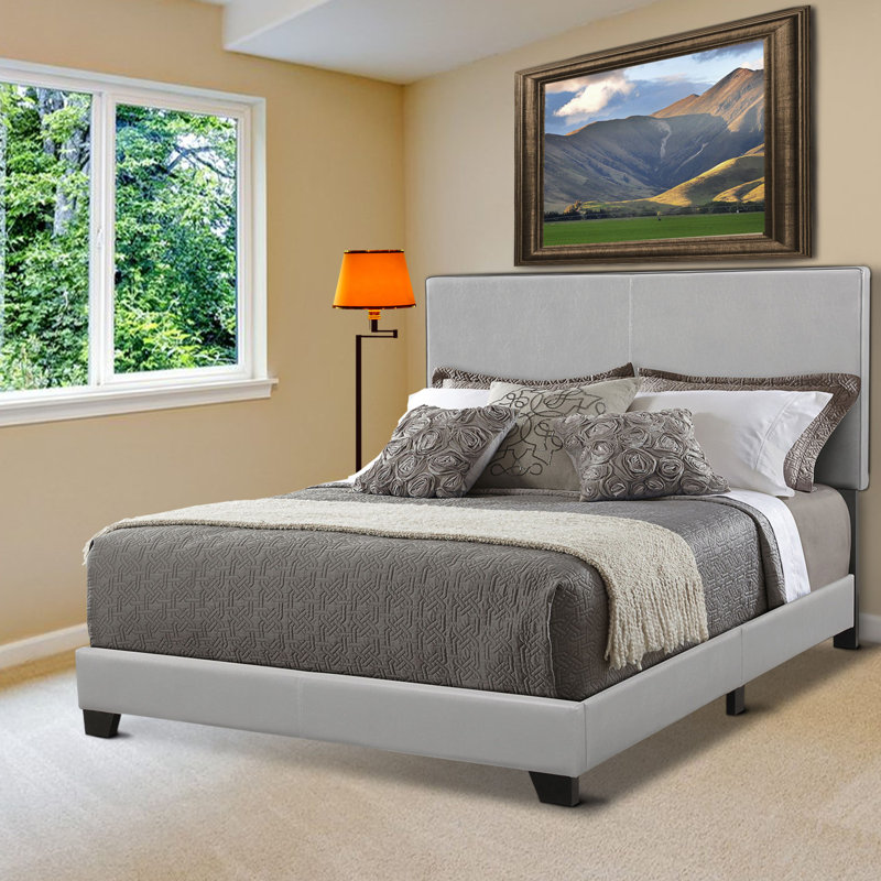 Lit tapissier standard Mielke, Double, Gris