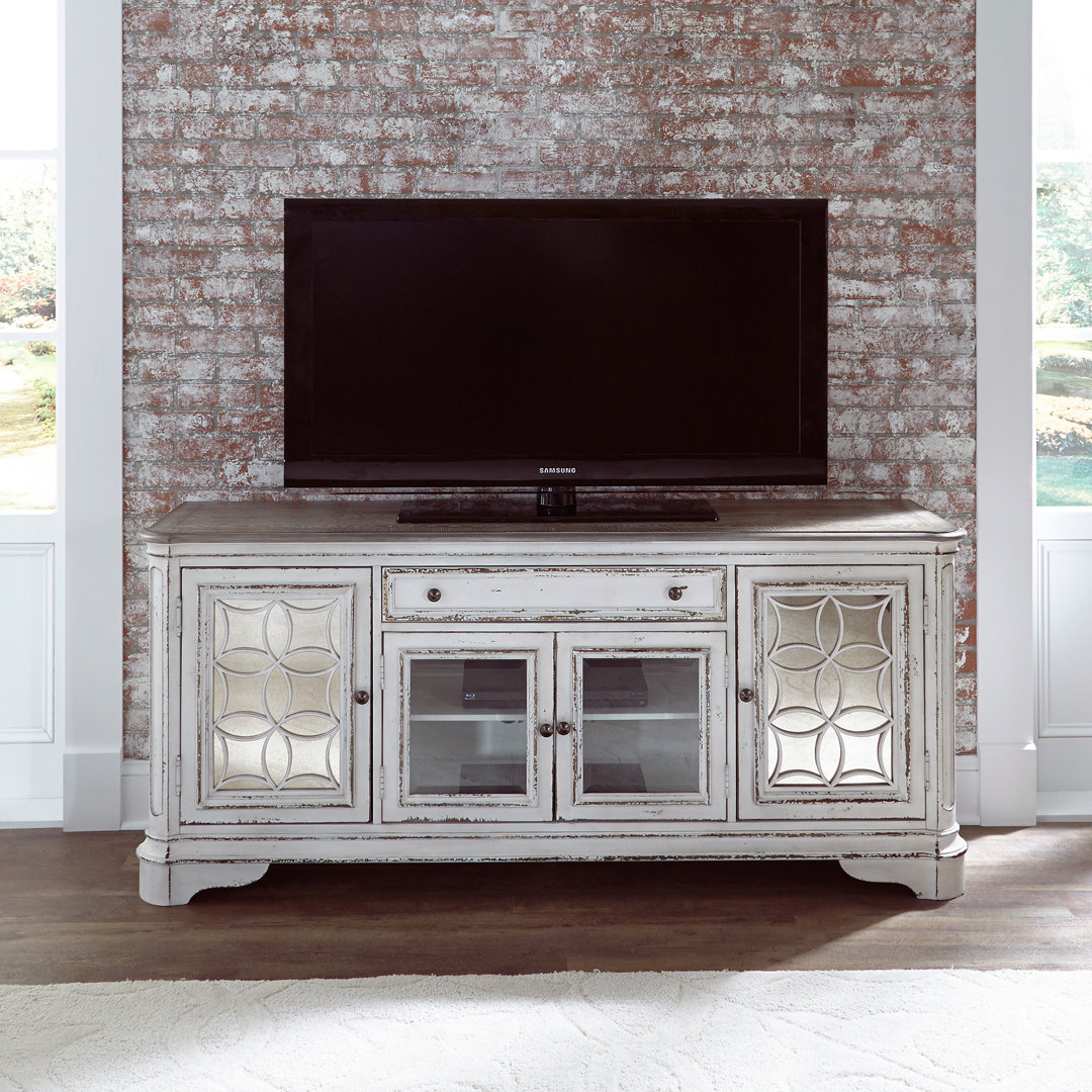 Colchester Antique 74" TV Console w/ Mirrored Doors Laurel Foundry Modern Farmhouse® Color: White