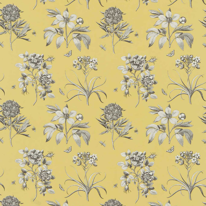 Etchings & Roses Fabric, Empire Yellow