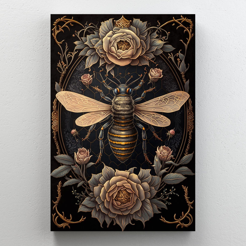 «Roses and Bee», impression sur toile tendue, H 36 po x L 24 po x l 1,25 po