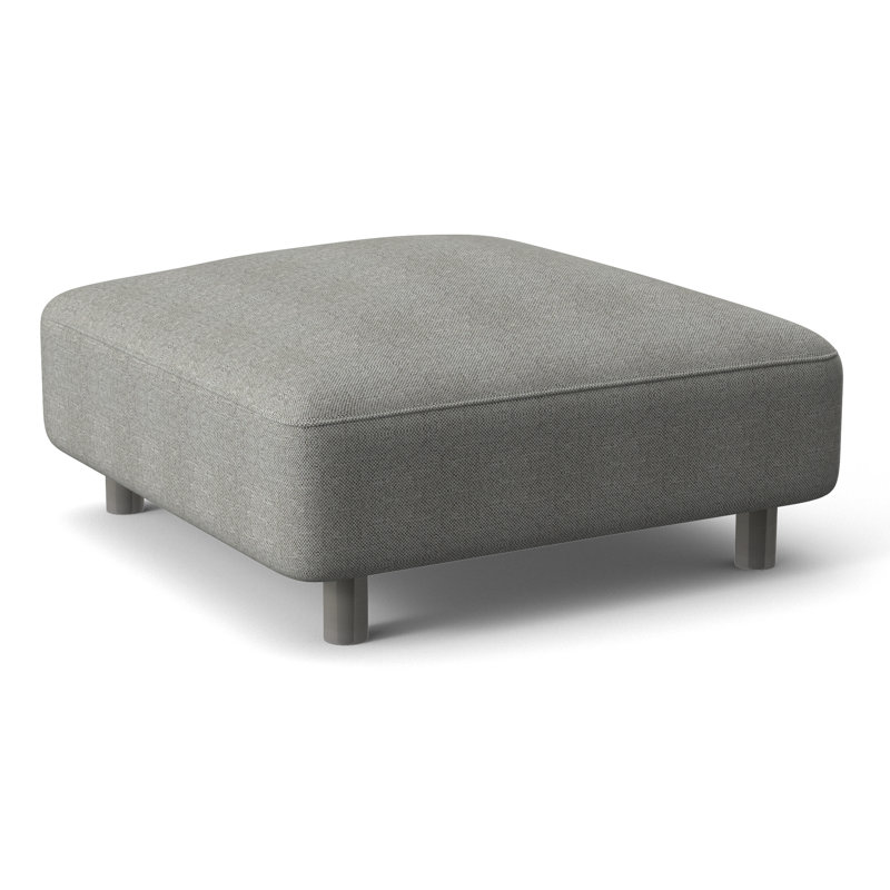 Avanni Outdoor Ottoman with Cushion, Light Grey Vinyl 6503-010, Silver
