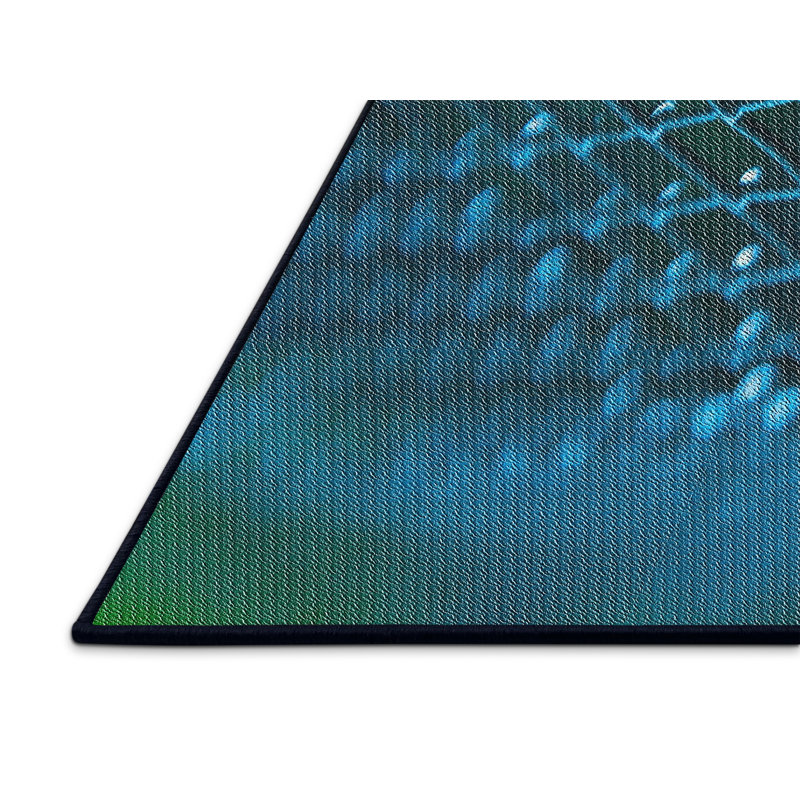Tapis bleu/vert à motifs, Rectangle 4 pi x 6 pi