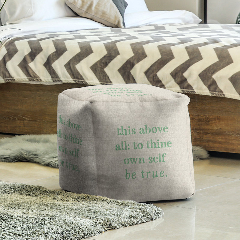 Upholstered Ottoman, White/Green