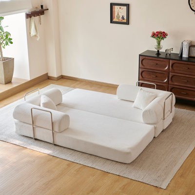 78.8" Convertible Floor Sofa Bed 3 Seat Modular Corduroy Sofa