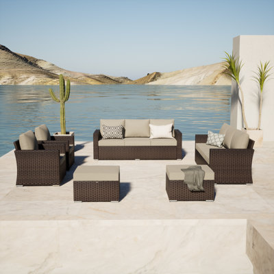 Shanden 8 - Person Outdoor Seating Group with Cushions by Red Barrel Studio