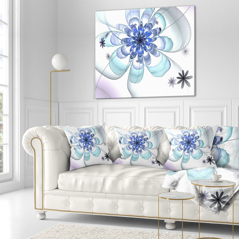 Grand coussin floral fractal, 16 po x 1 po, Coussin décoratif
