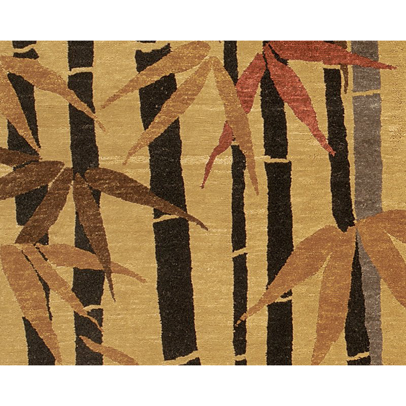 Bamboo Wool Floral Area Rug in Beige/Black/Gray, Rectangle 8' x 10'