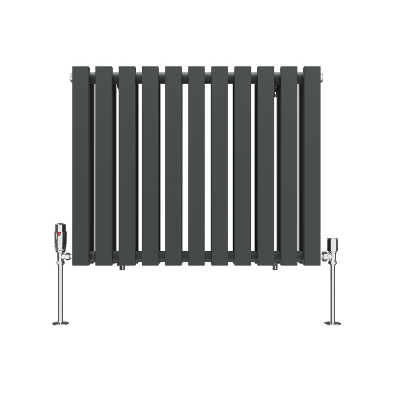 Ipolitas Double Panel D Shape Horizontal Designer Radiator, Anthracite, 60cm H x 76cm W