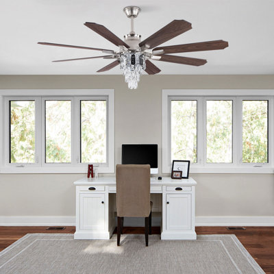 Ventilateur de plafond 60 pales rétro 8 pales avec télécommande et minuterie 6 vitesses