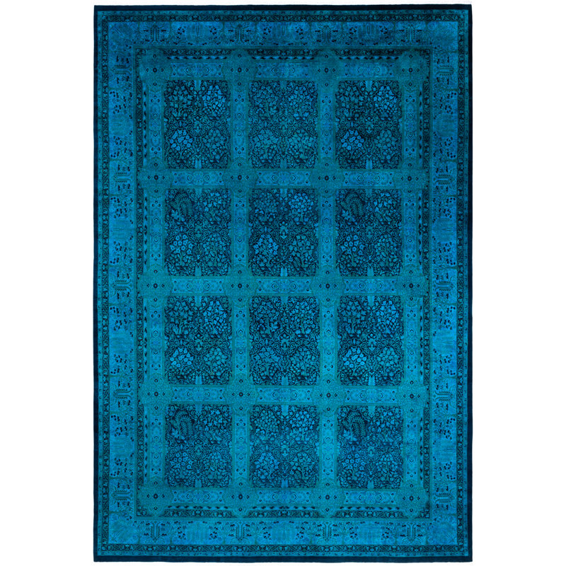 Overdyed Hand-Knotted Wool Modern-Contemporary Blue Area Rug 10' 3" x 15' 1"