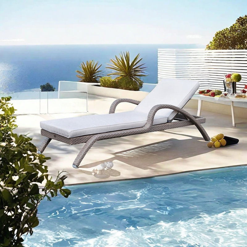 Tenise Outdoor Wicker Chaise Lounge , Cushion Included