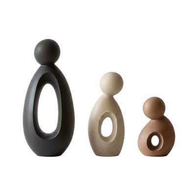 Abstract Sculpture Set of 3, Modern Resin Figurine Decor for Shelf, Console, or Tabletop
