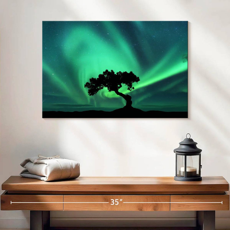 Silhouette d'arbre Alvord Northern Lights, H 16 po x l 24 po