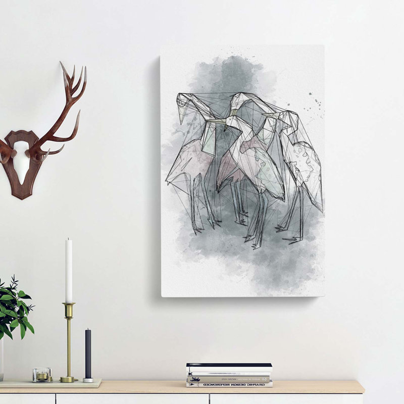Heron Birds In Abstract - Wrapped Canvas Print, 50cm H x 35cm W x 3cm D