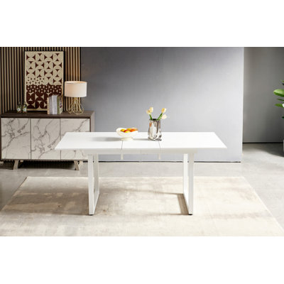 Table de salle à manger carrée extensible avec pieds en métal, table de cuisine moderne pour gagner de l'espace (l 70,86 po x P 31,5 po x H 29,5 po)