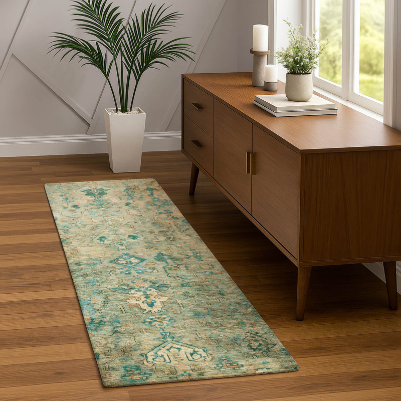 Machine Washable Indoor/Outdoor Matteson ACN2320 Global Rug, Runner 2'3" x 7'6"
