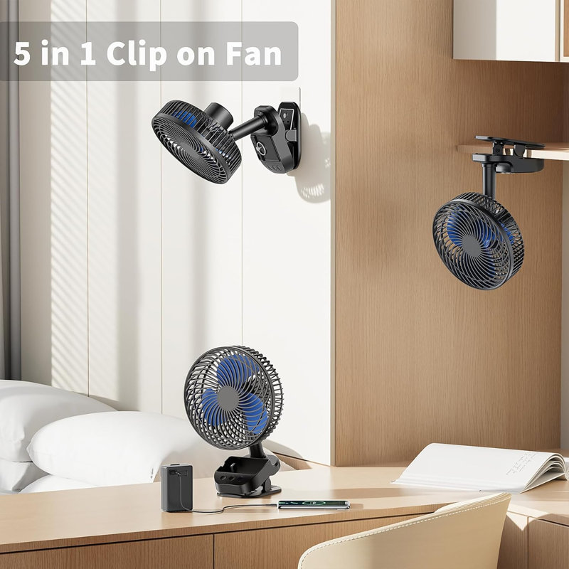 8” Clip Fan, 10000mAh Rechargeable Table Fan